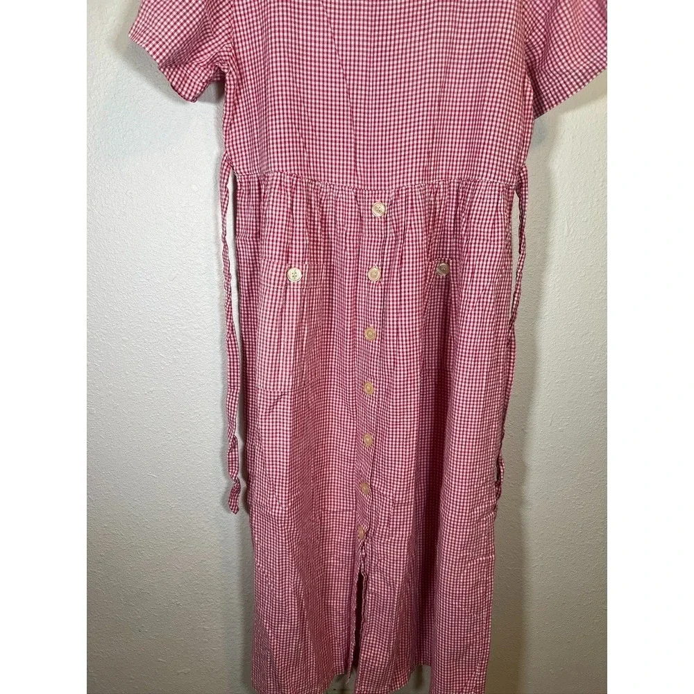 Prairie Costume Dress Red Gingham Farm Girl Dorothy Farm Theater Wardrobe Cotton - Picture 5 of 15